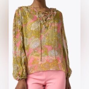 Kobi Halperin Blouse Jordyn Long Sleeve Ruffle womens XXL NEW